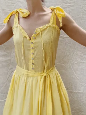 100% RECYCLED COTTON - ADELINE MAXI DRESS LEMON MERINGUE