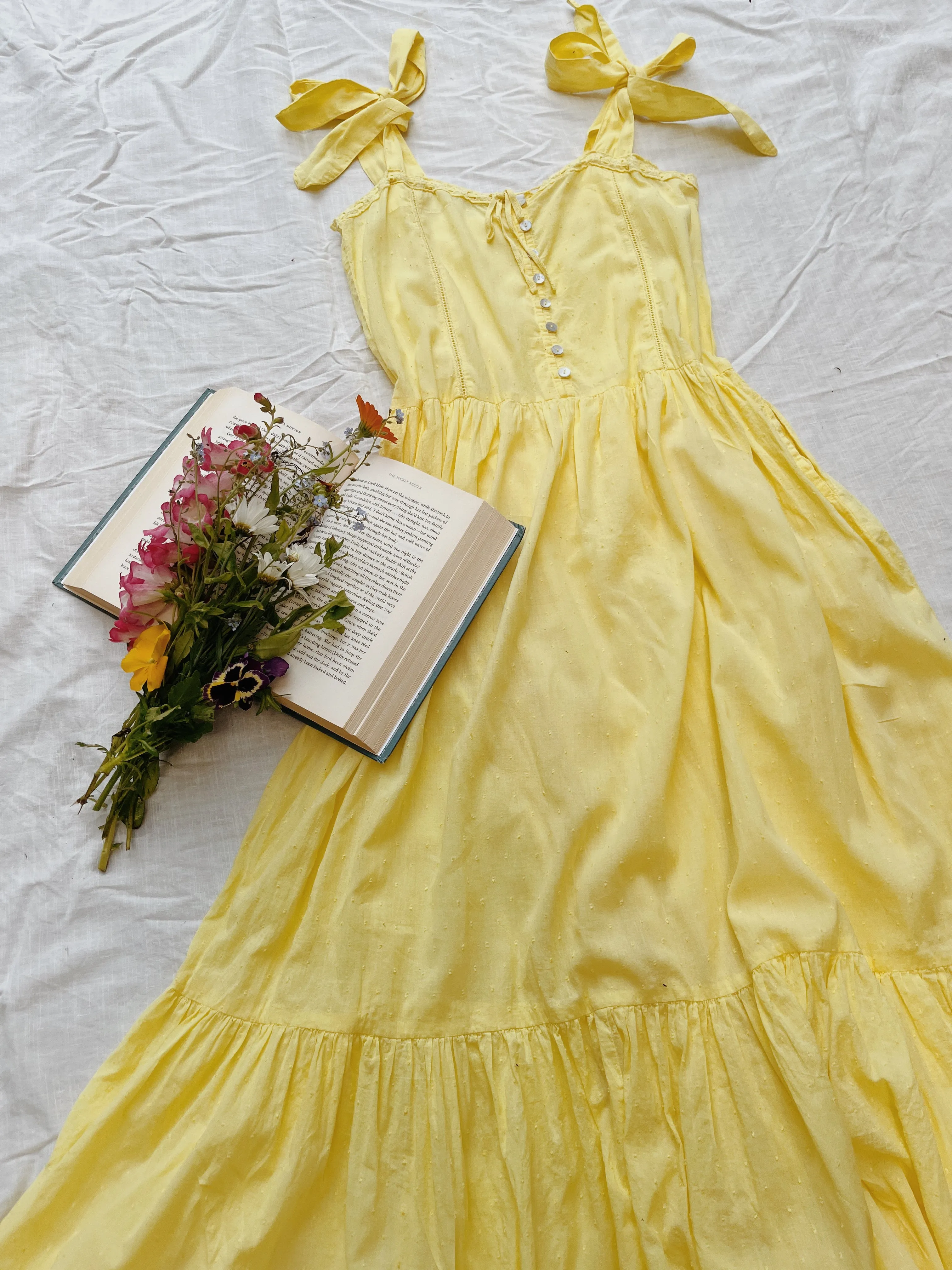 100% RECYCLED COTTON - ADELINE MAXI DRESS LEMON MERINGUE