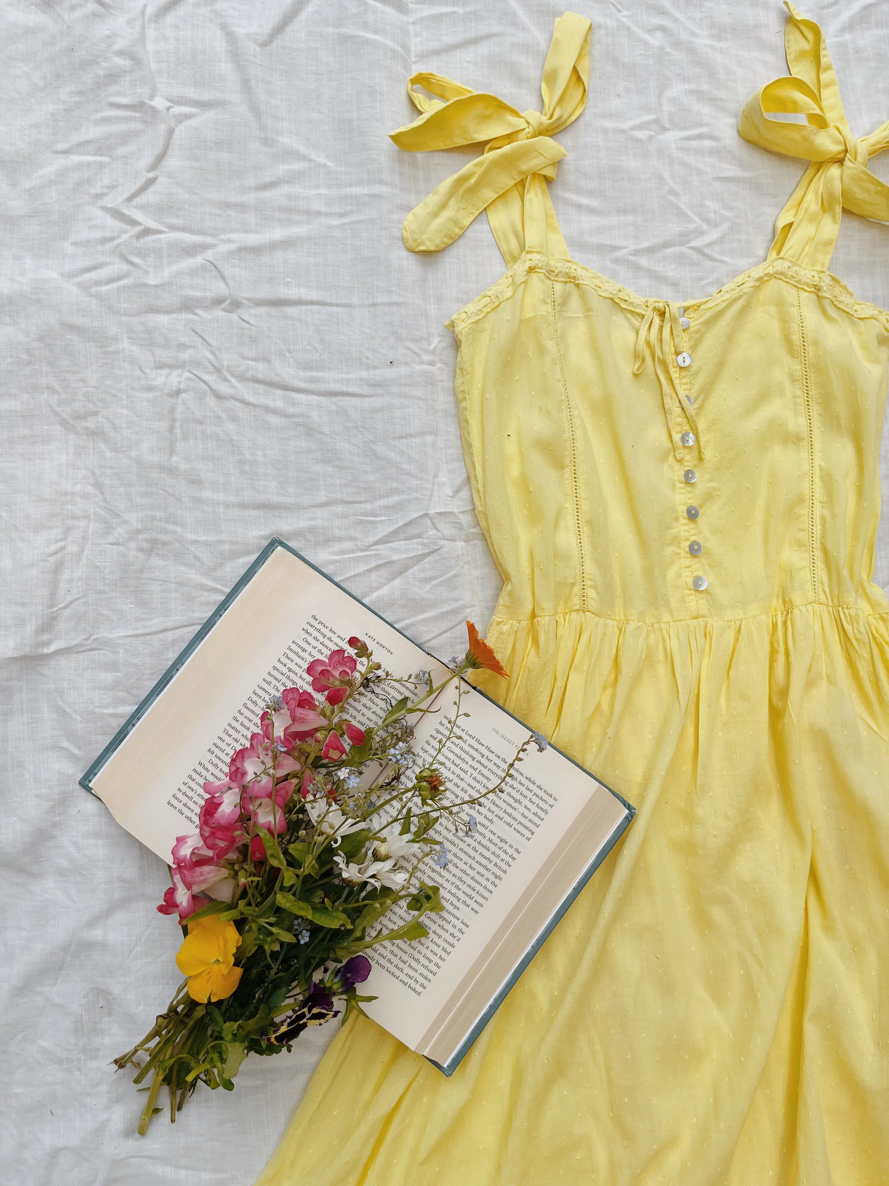 100% RECYCLED COTTON - ADELINE MAXI DRESS LEMON MERINGUE