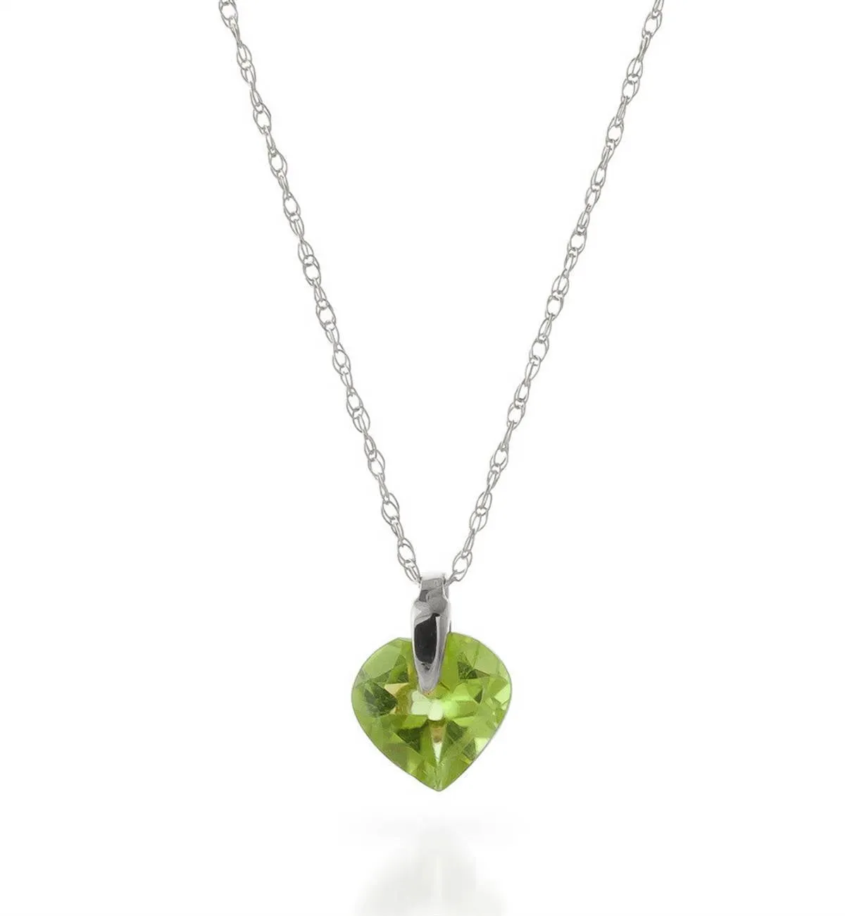 1.15 Carat 14K Solid White Gold Modern Enough Peridot Necklace