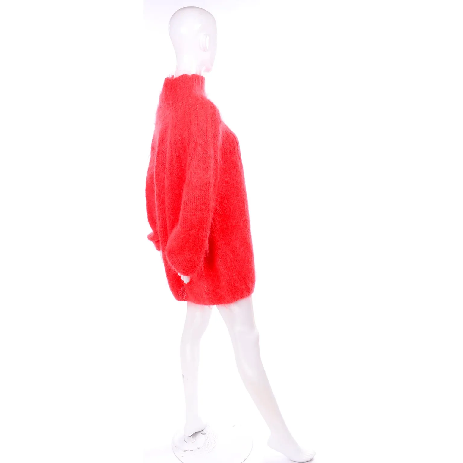 1980s Italian Mohair Blend Red Oversized Sweater One Size