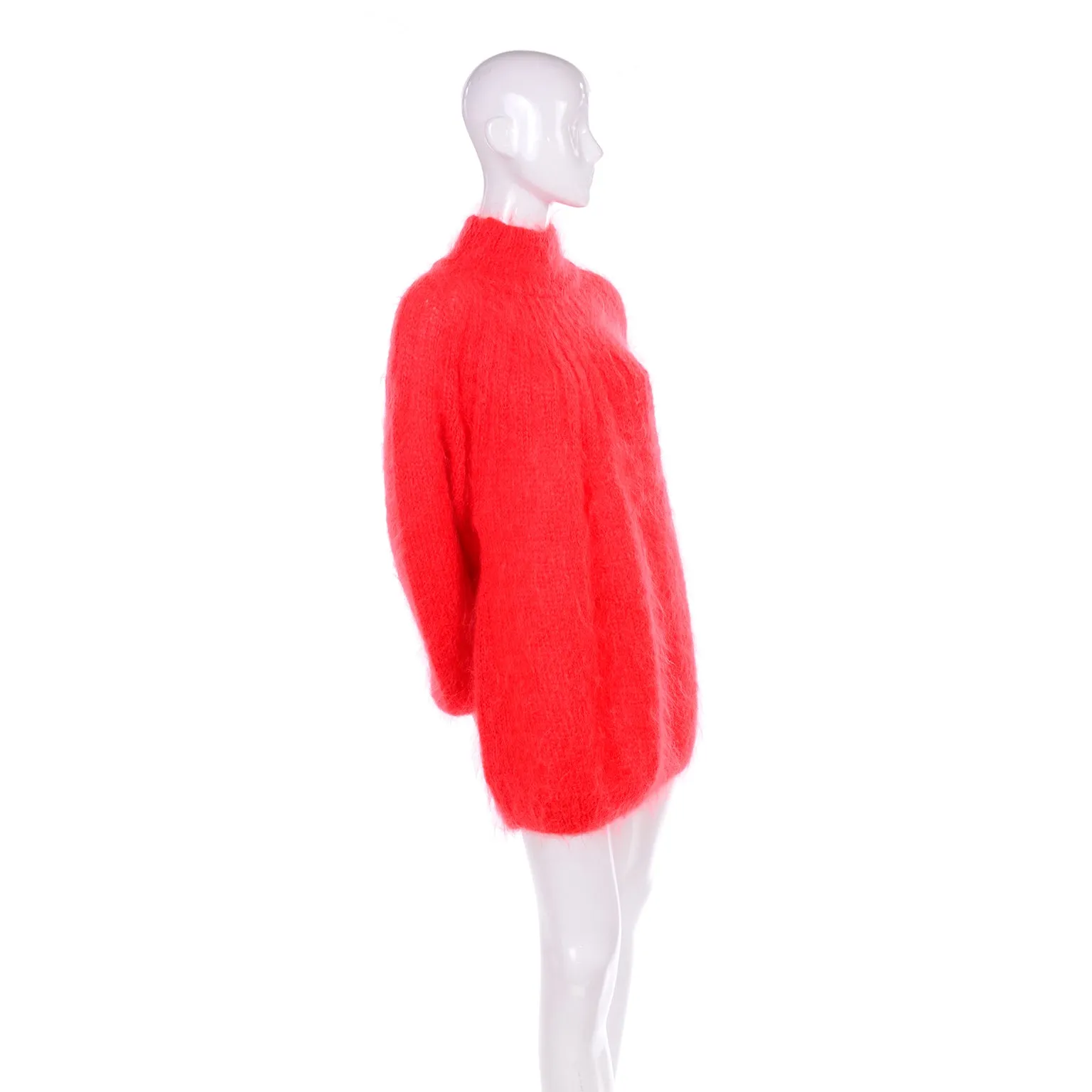 1980s Italian Mohair Blend Red Oversized Sweater One Size