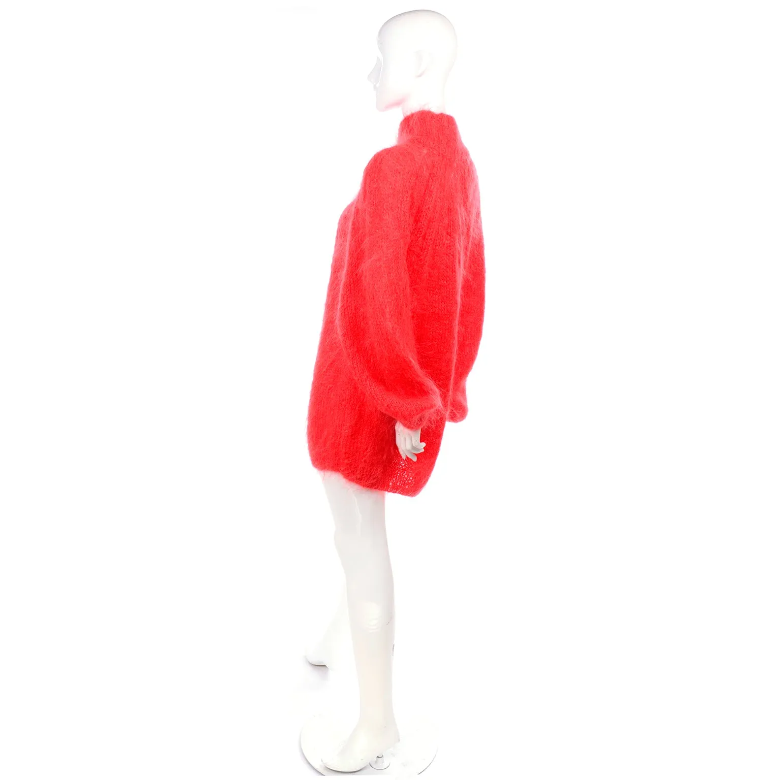 1980s Italian Mohair Blend Red Oversized Sweater One Size