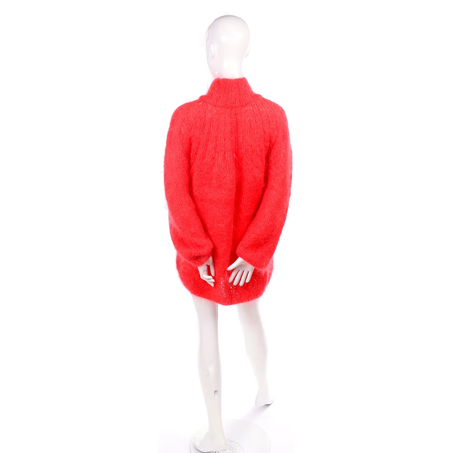 1980s Italian Mohair Blend Red Oversized Sweater One Size