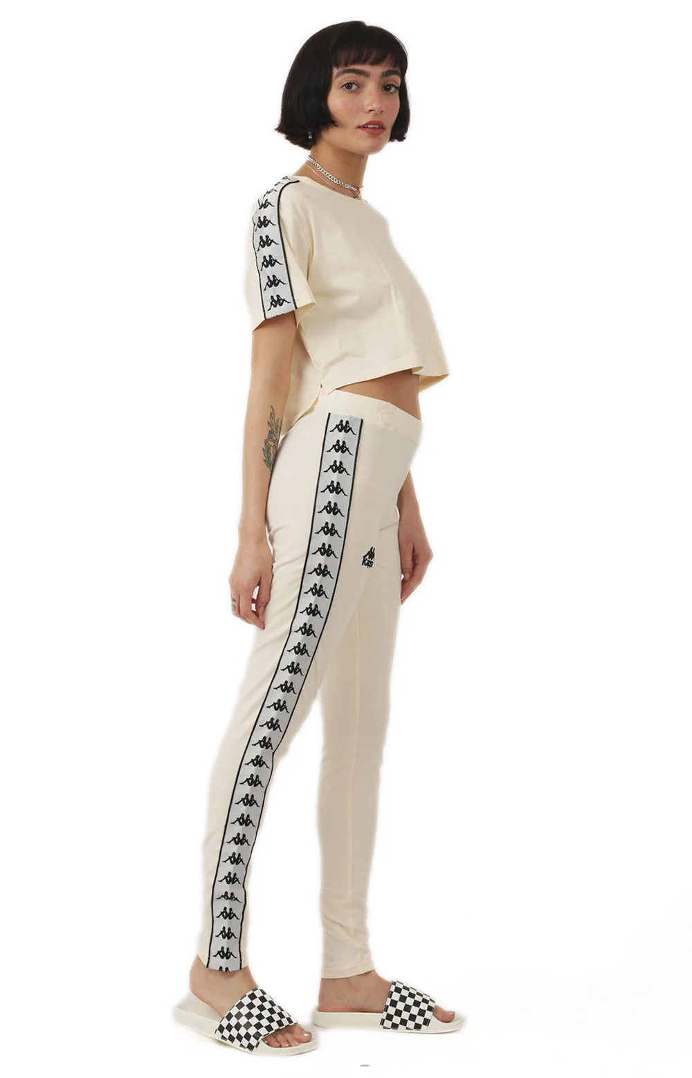 222 Banda Anen Alternating Banda Leggings - Beige/Grey/Silver