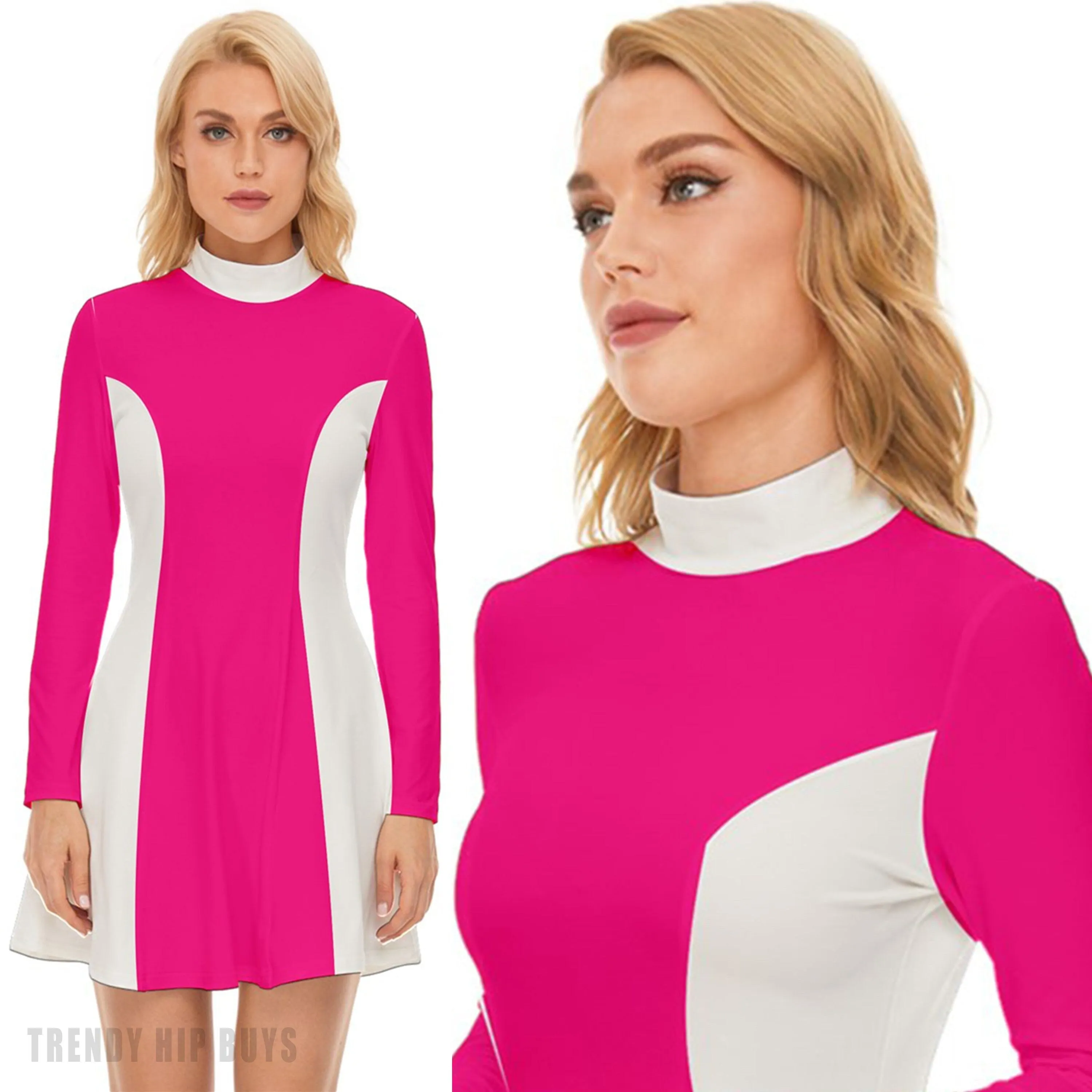 60s Dress Style, Mod Dress, Fuchsia Pink Mod Dress, Color Block Dress, 60s Pink Dress, GOGO Dress, 60s style. 60s mini dress, Retro Dress