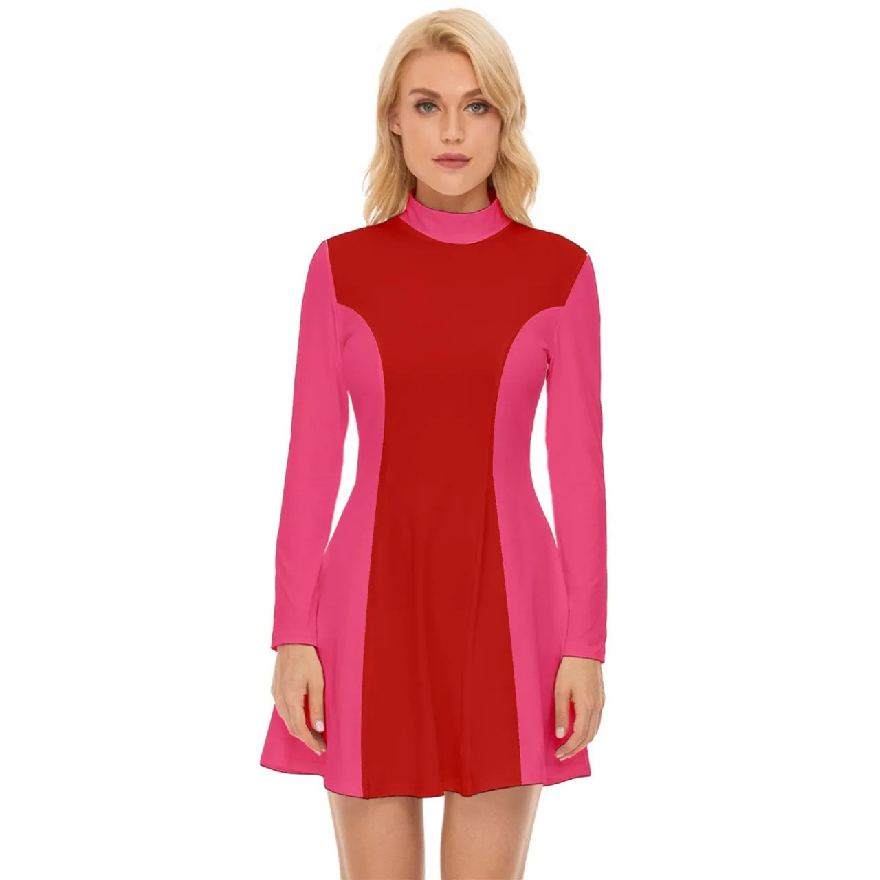 60s Dress Style, Mod Dress, Red Pink Mod Dress, Pink Red Color Block Dress, GOGO Dress, 60s style dress, 60s mini dress, Retro Dress