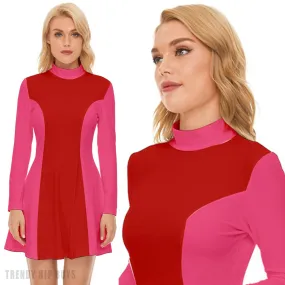 60s Dress Style, Mod Dress, Red Pink Mod Dress, Pink Red Color Block Dress, GOGO Dress, 60s style dress, 60s mini dress, Retro Dress