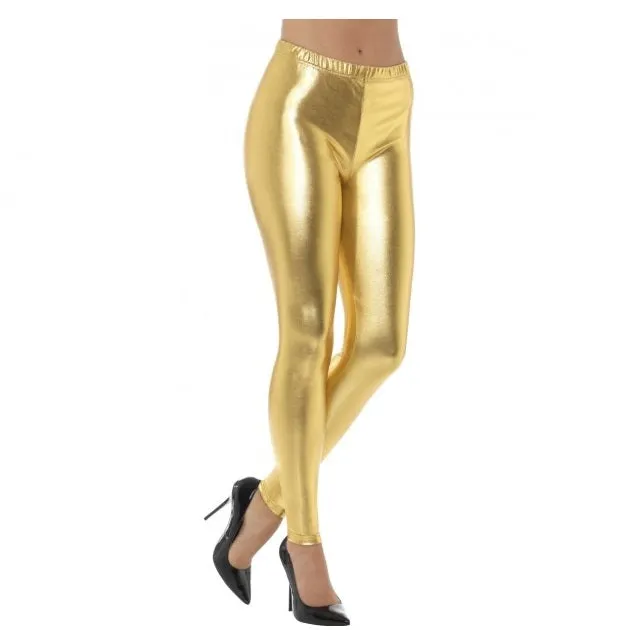 80's Gold Metallic Disco Leggings