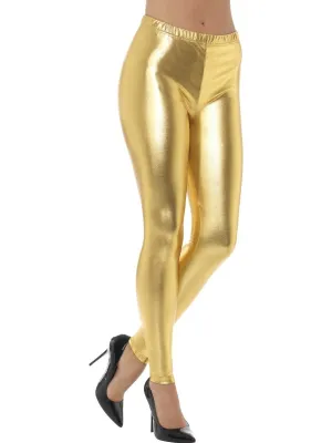 80s Metallic Gold Disco Leggings