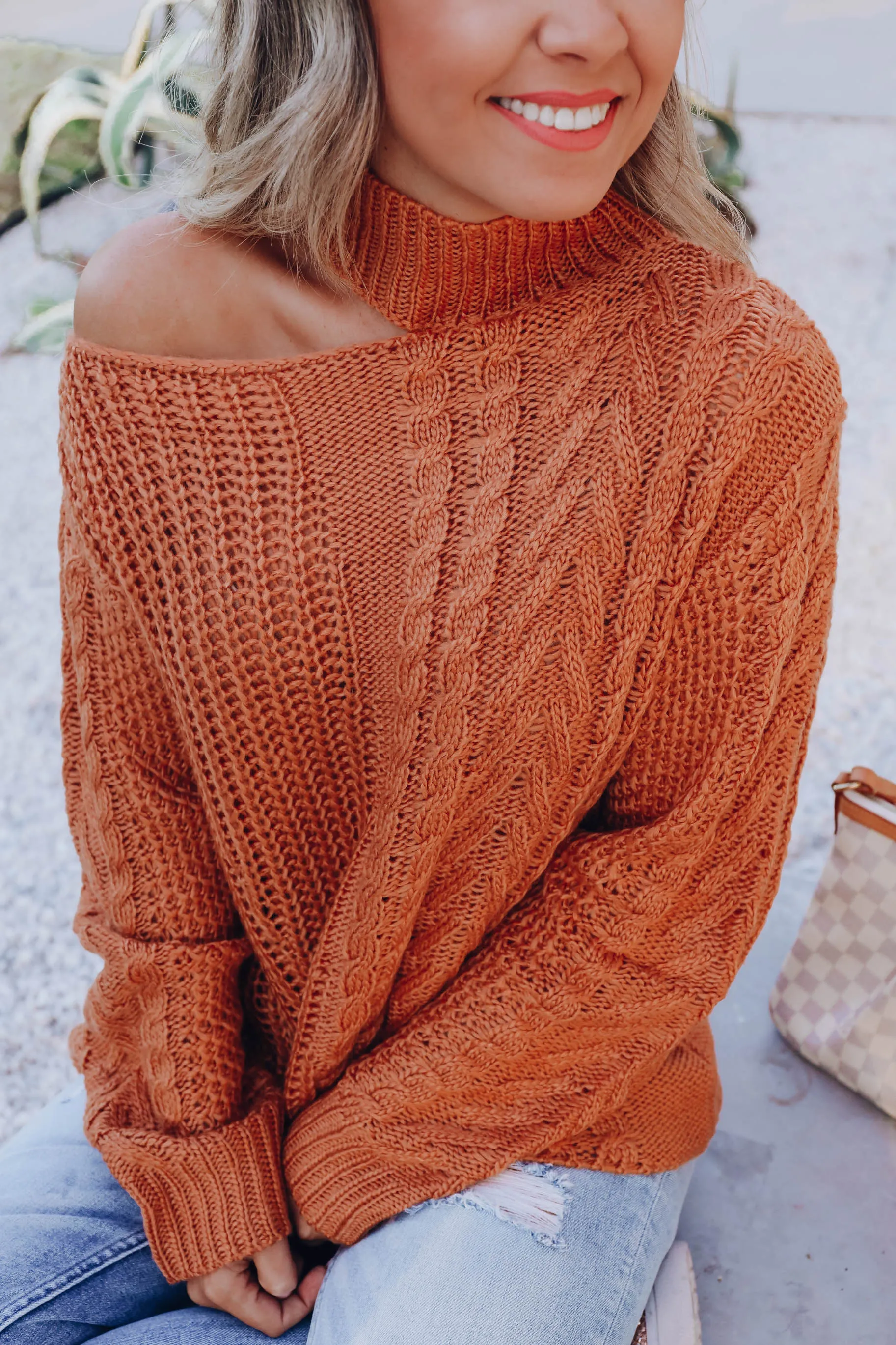 A New Twist Cable-Knit Sweater - Copper