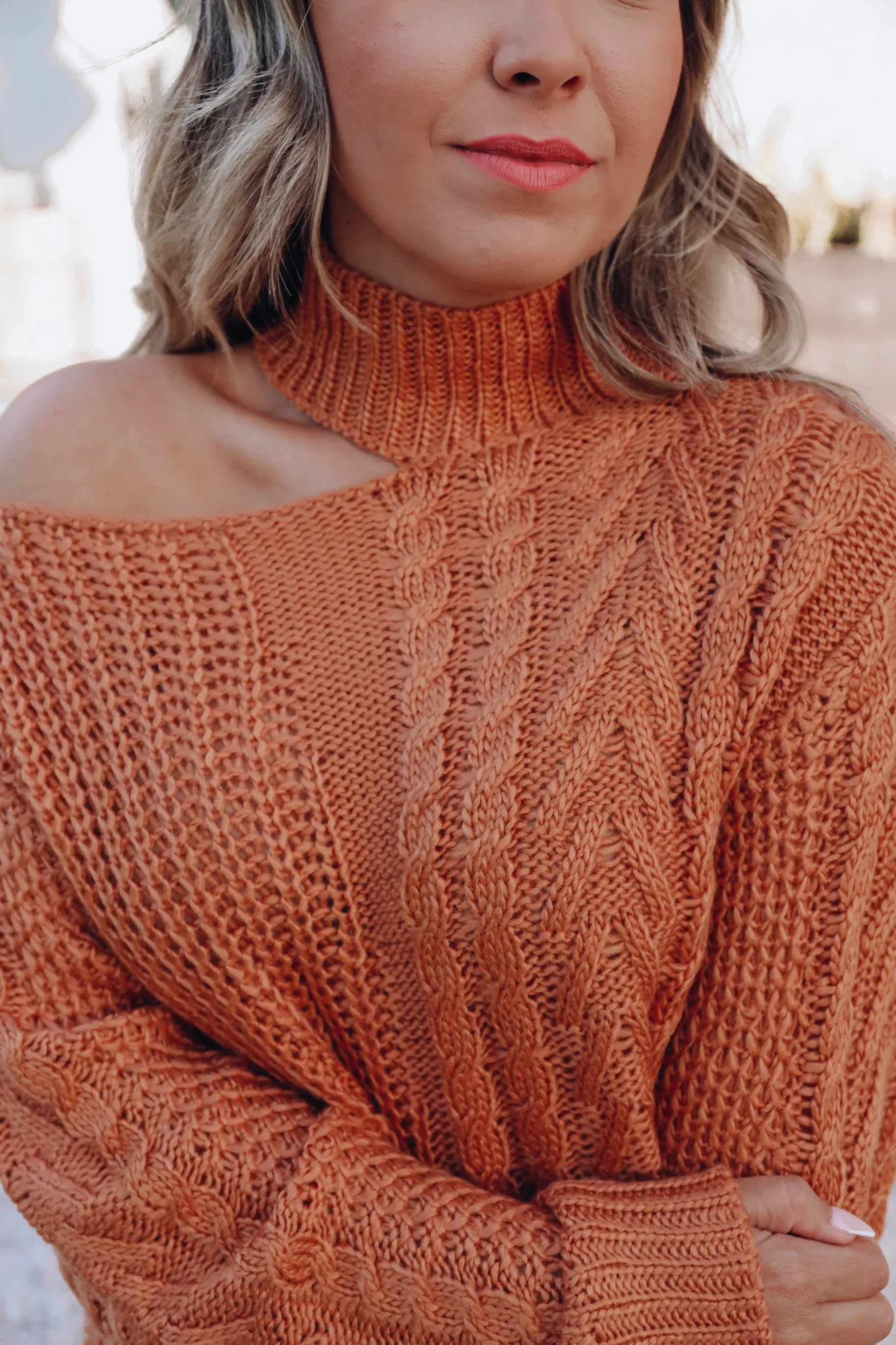 A New Twist Cable-Knit Sweater - Copper