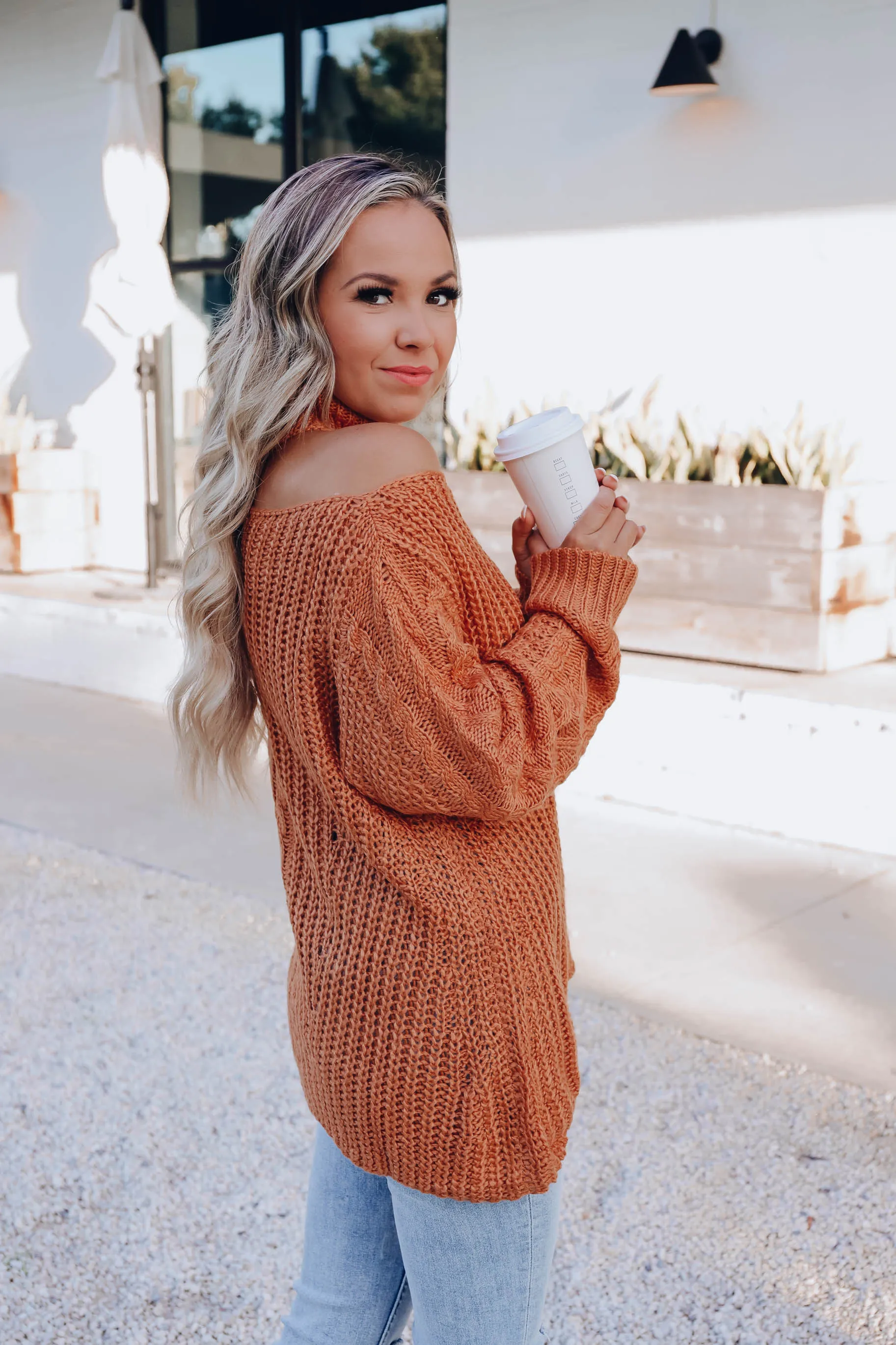 A New Twist Cable-Knit Sweater - Copper