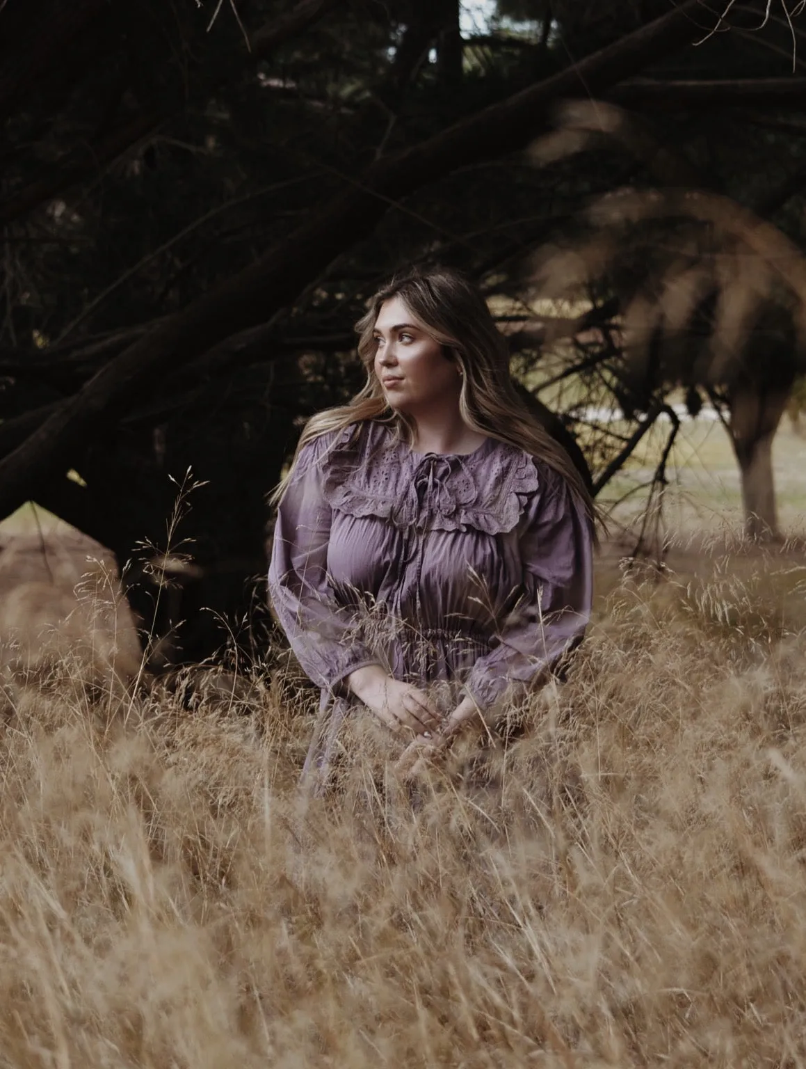 ABERDEEN DUSTY LAVENDER COTTON LACE DRESS