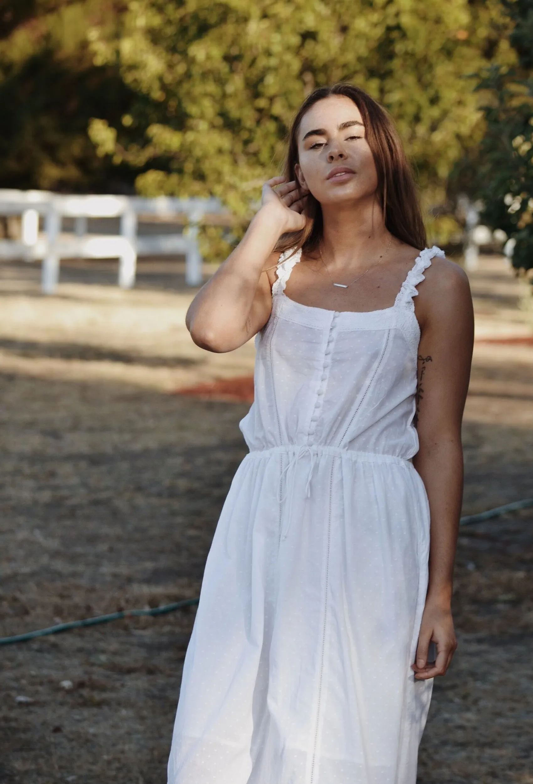 ADELINE WHITE COTTON LACE DRESS