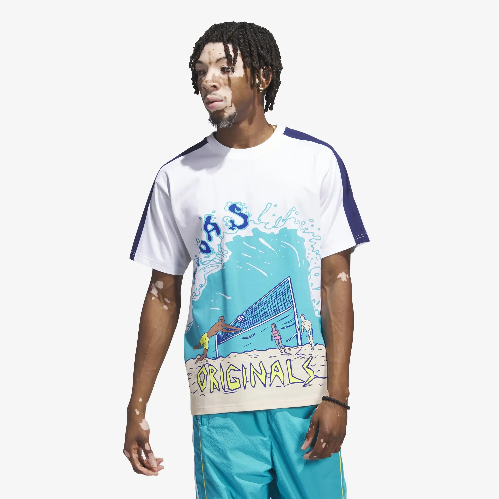 Adidas Originals | BEACH SPORTS ART TEE  { WHITE/BLUE