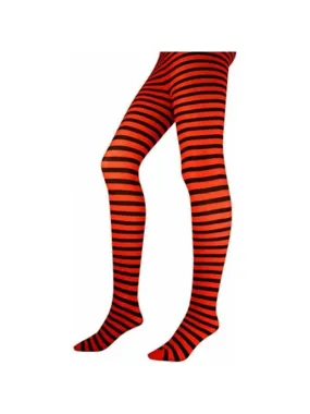 Adult Black / Red Striped Tights