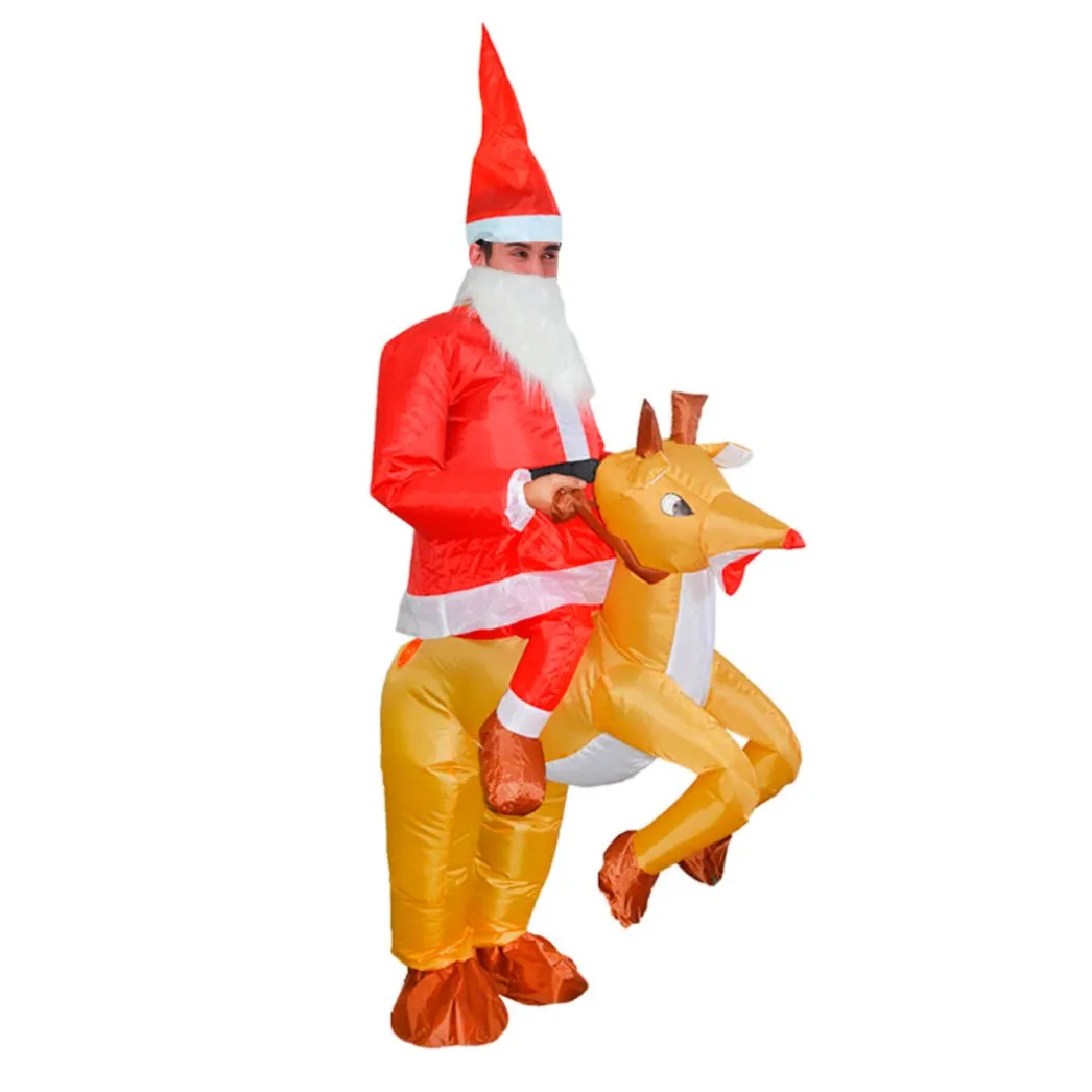 Adult Inflatable Christmas Santa Riding Reindeer Costume