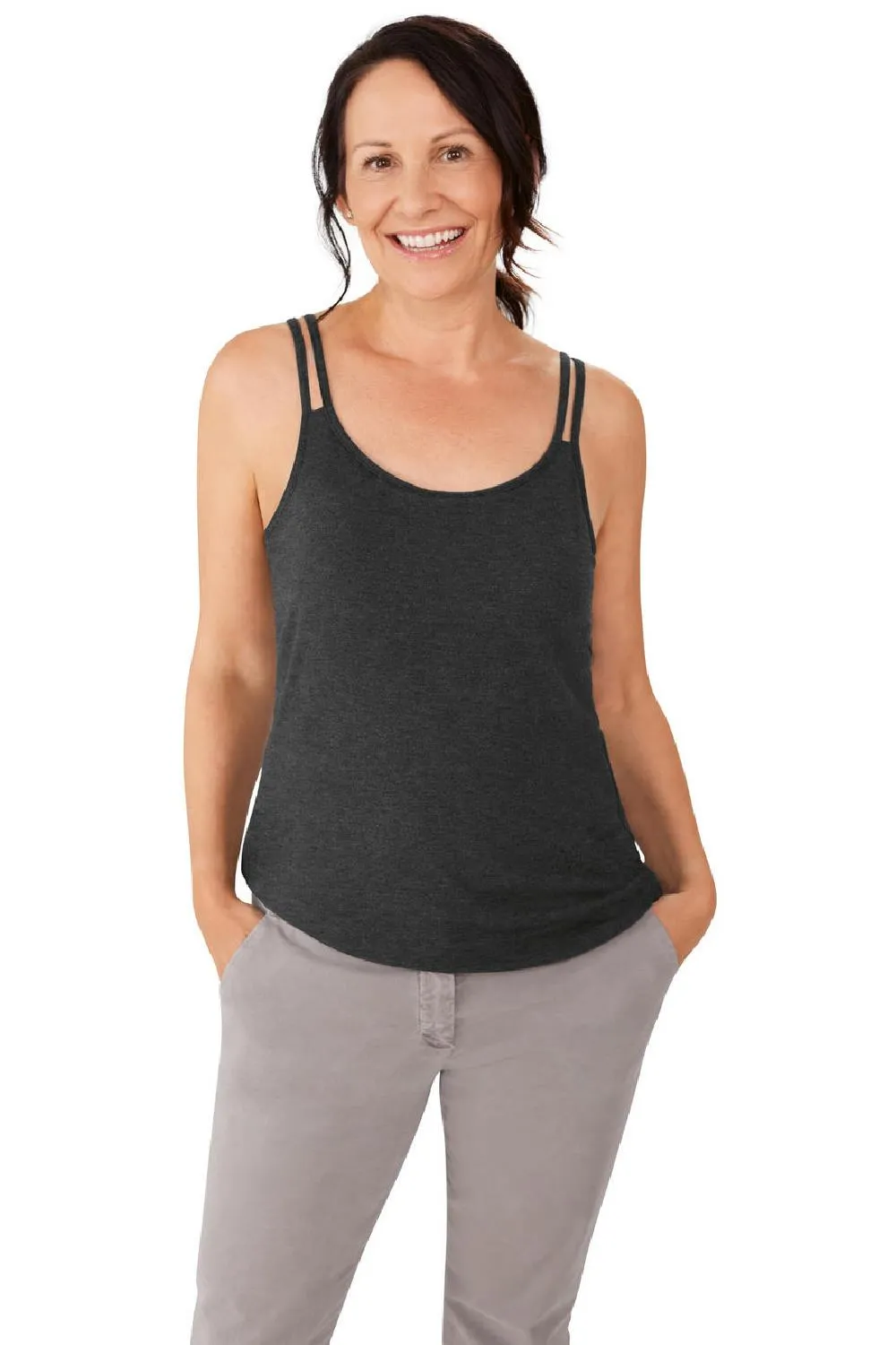 Amoena Valletta Mastectomy Camisole, Charcoal (44076)