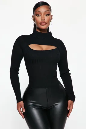 Anabella Cut Out Turtleneck Sweater - Black