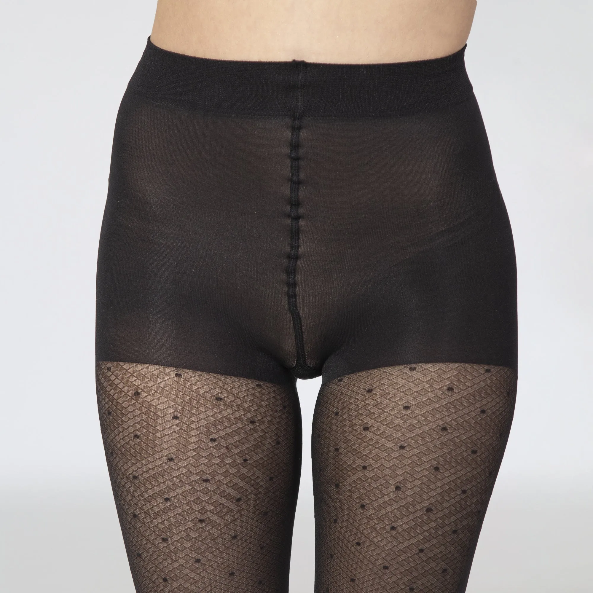 Andrea Bucci Semi Opaque Polka Dot Patterned Control Top Tights