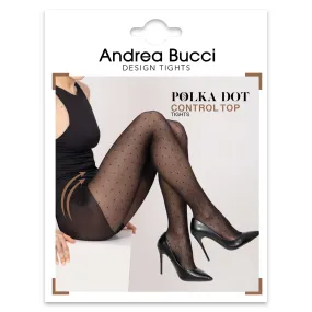 Andrea Bucci Semi Opaque Polka Dot Patterned Control Top Tights