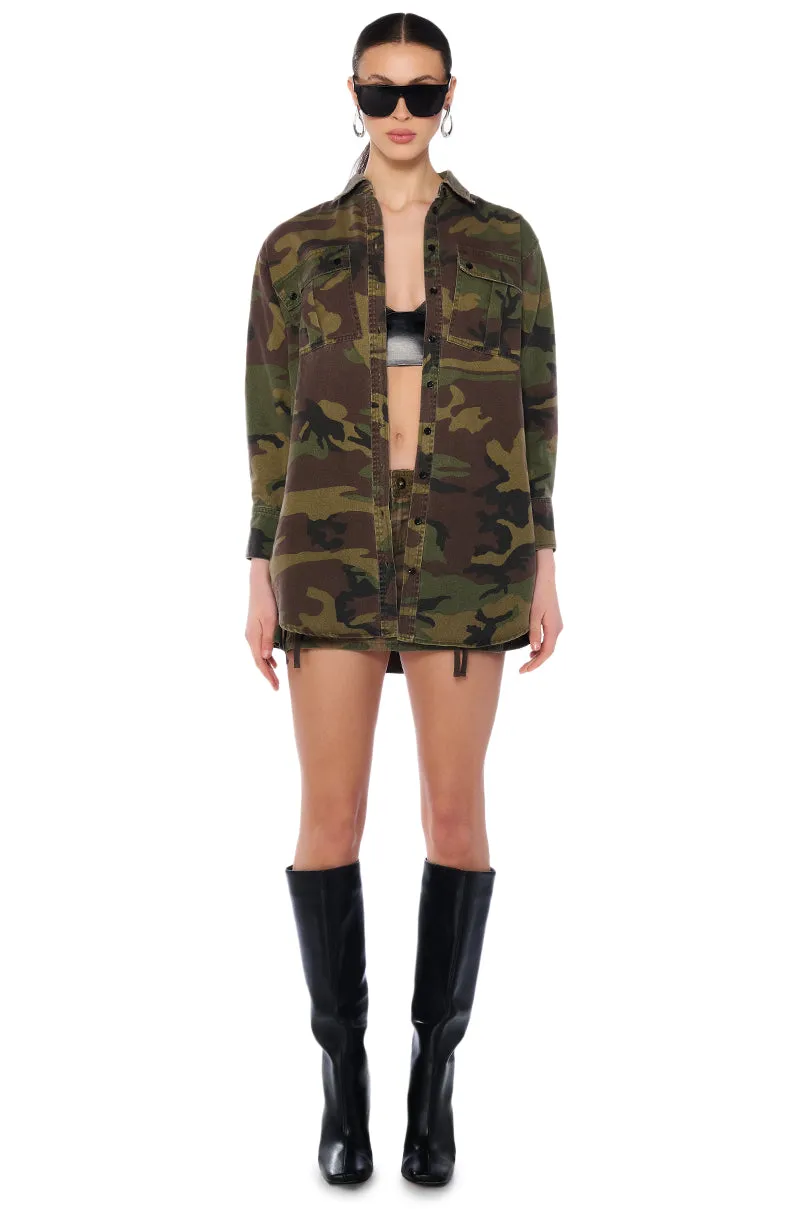 ARMY BRAT LOW RISE CAMO MINI SKIRT