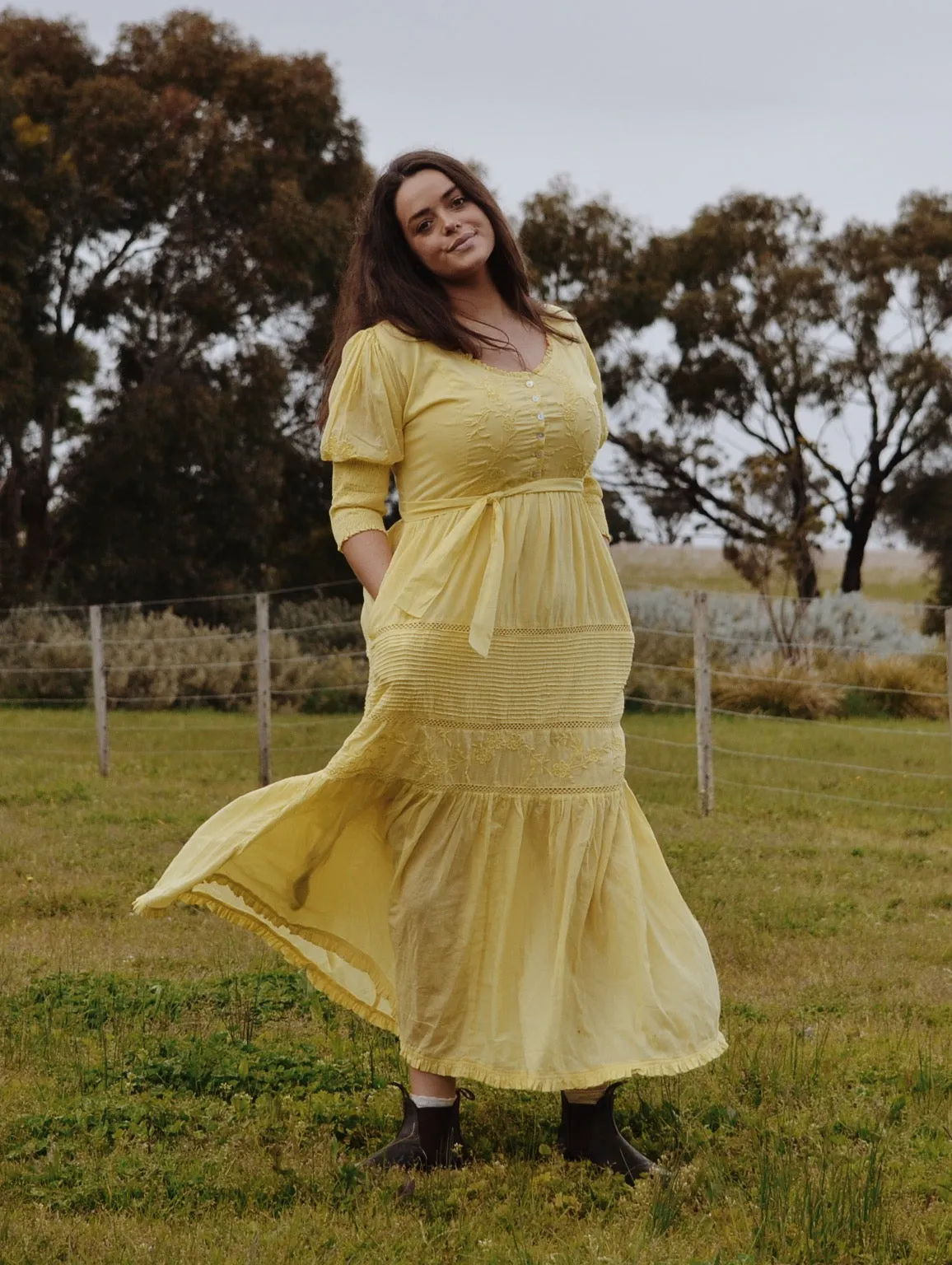 AUGUSTINE MAXI DRESS LEMON MERINGUE