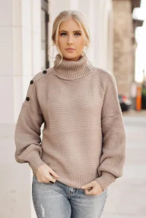 Aurora Button Sweater in Taupe