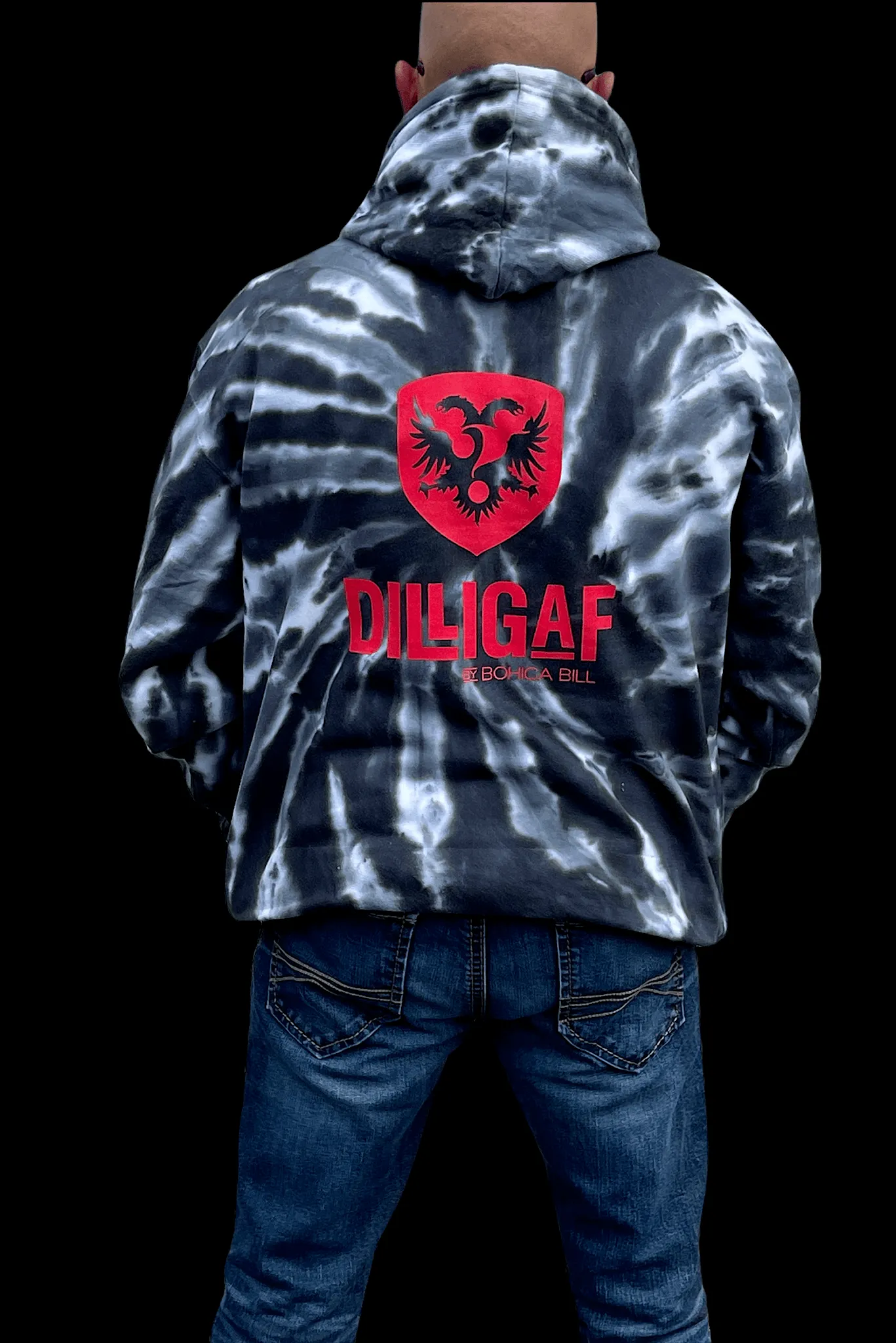 Bad Ass Black Tye Dye Pullover Hoodie