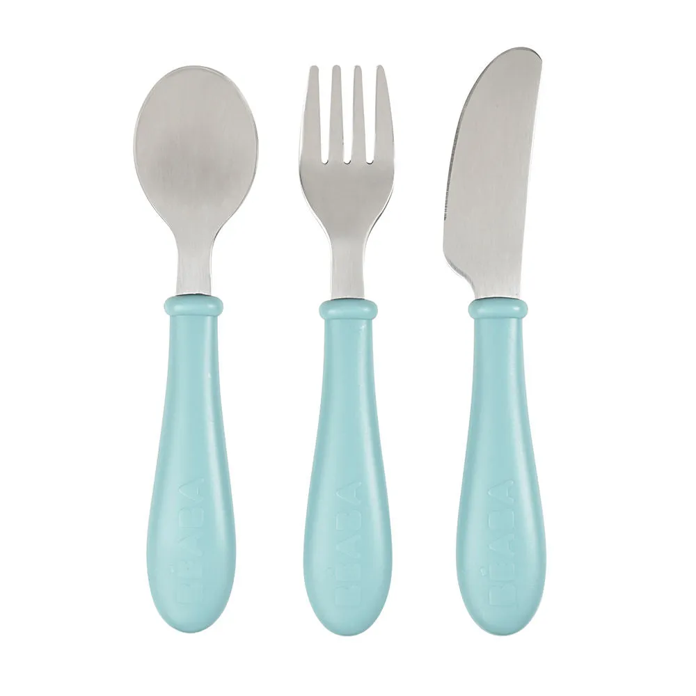 Beaba Stainless Steel Training Cutlery Set - Light Blue