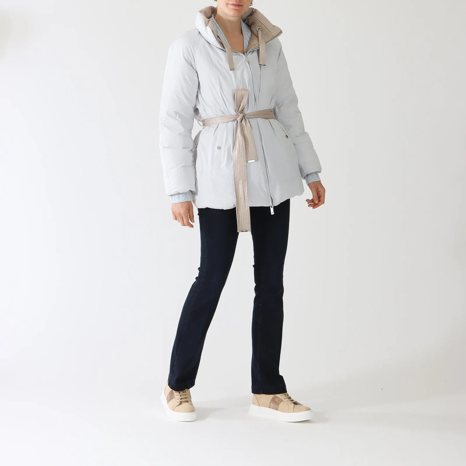 Beige Reversible Down Quilted Coat