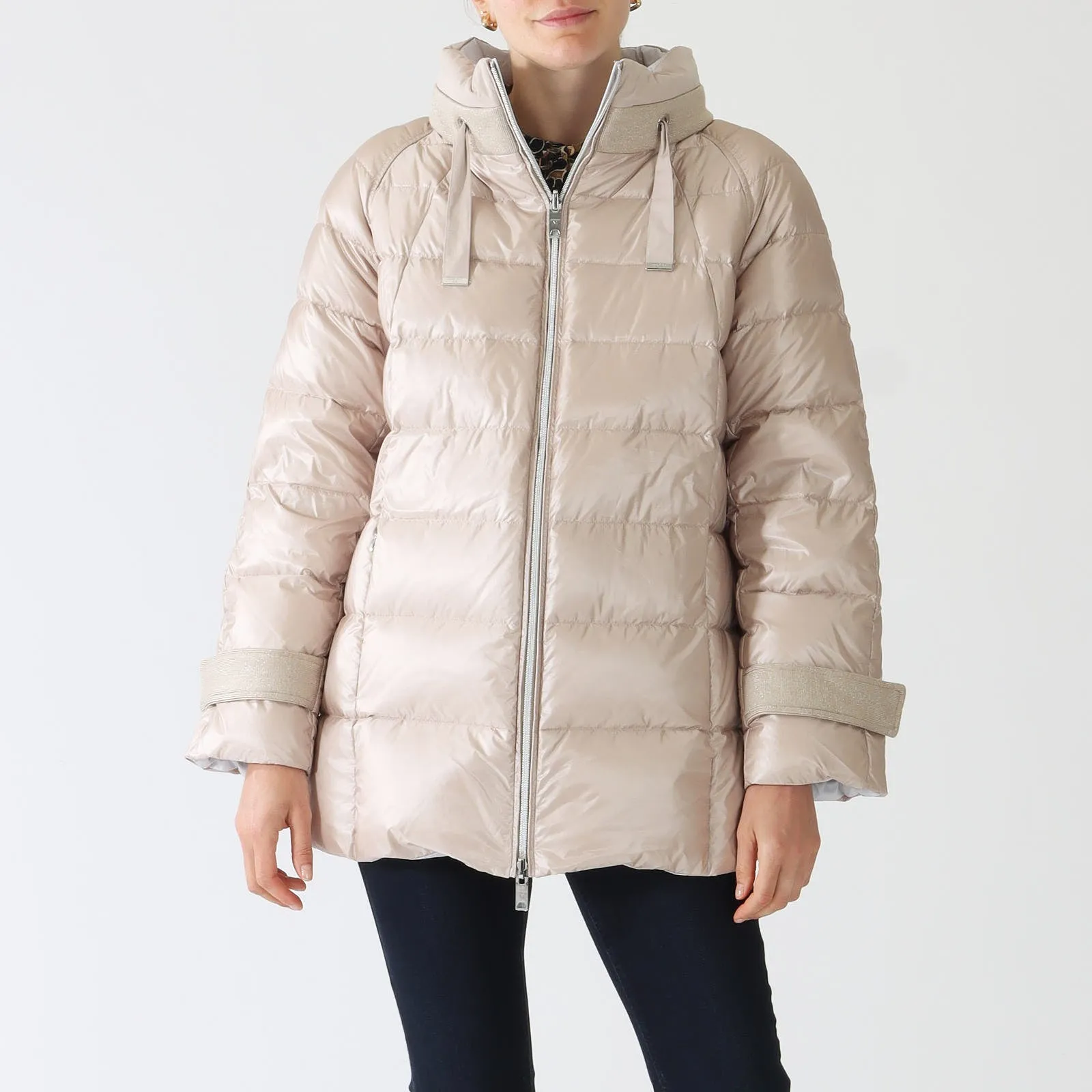 Beige Reversible Down Quilted Coat