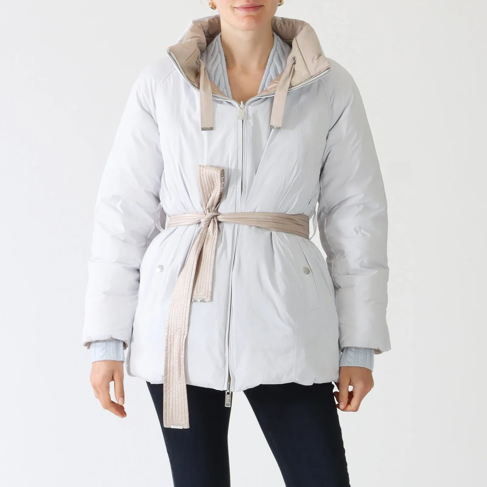 Beige Reversible Down Quilted Coat