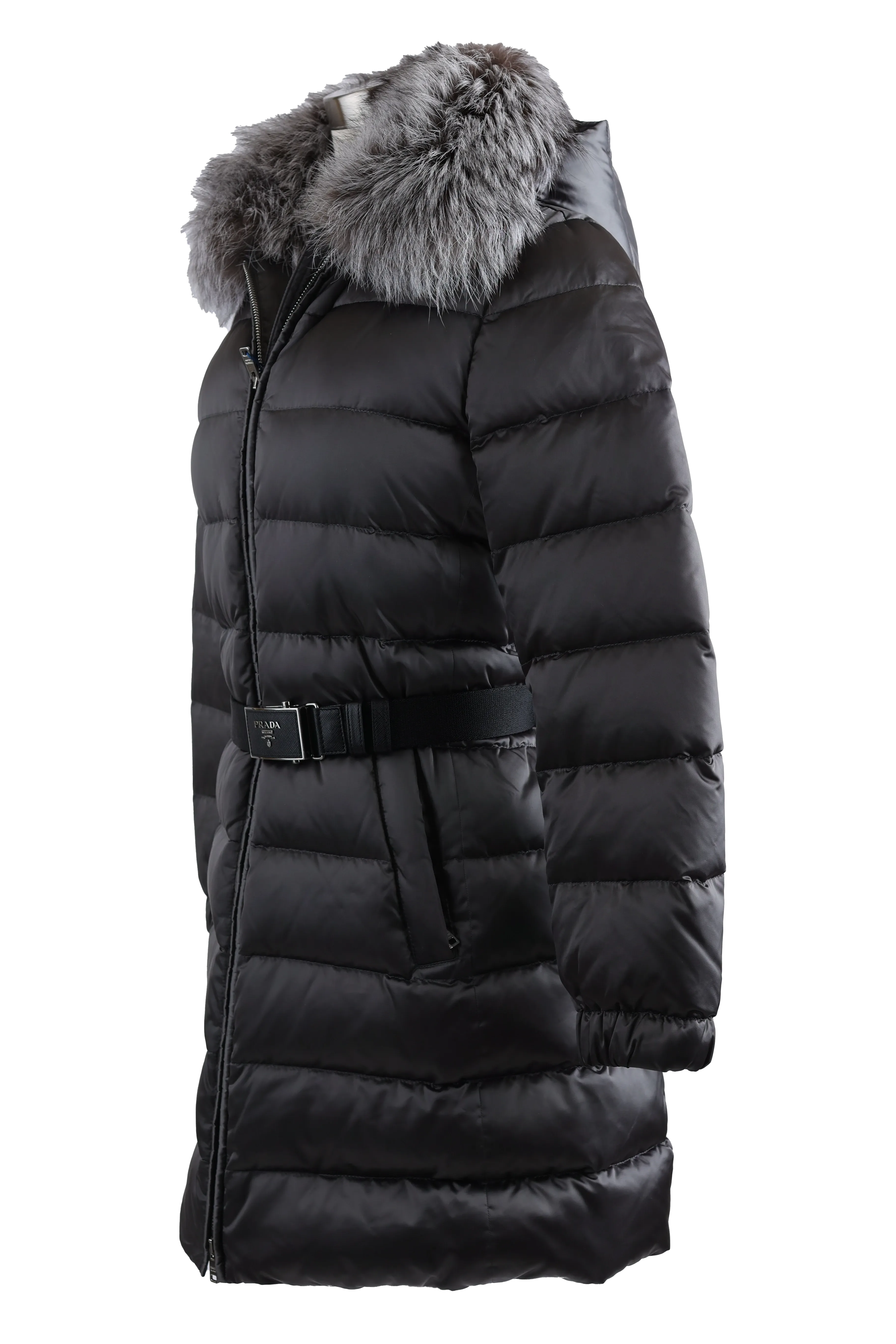 Belted Down Parka W/ Fur Trim