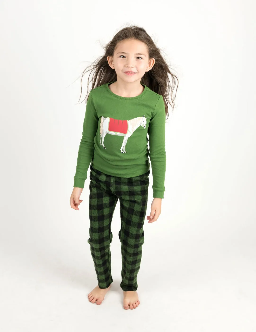 Black & Green Plaid Matching Family Pajama Set