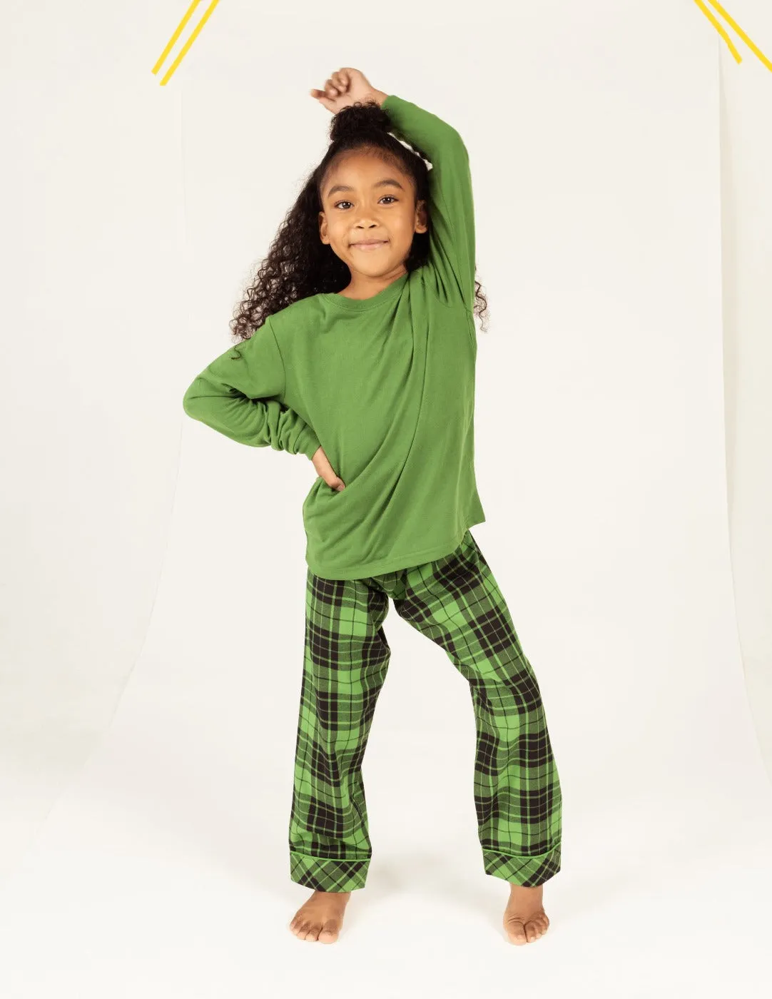 Black & Green Plaid Matching Family Pajama Set