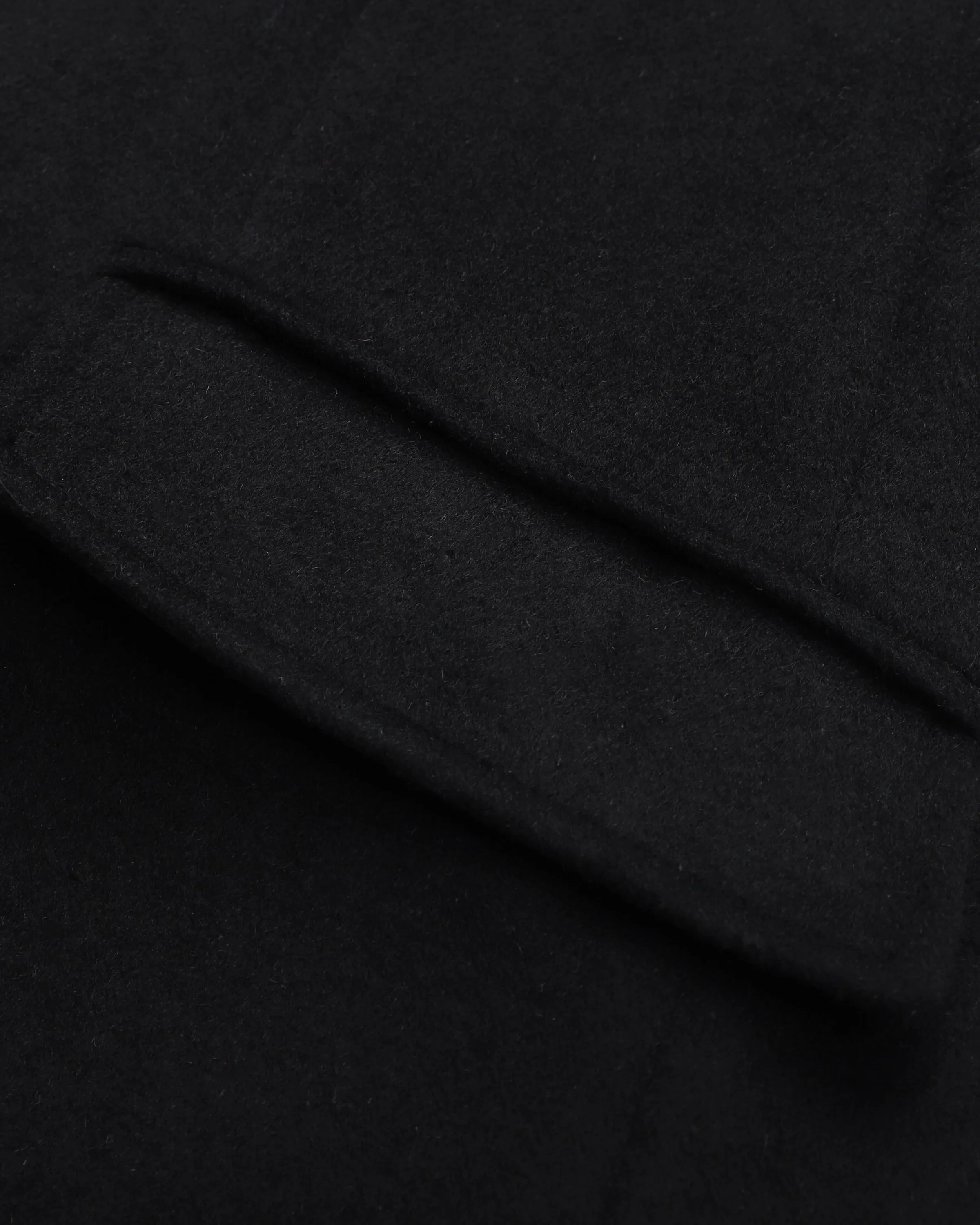 Black Wool Cashmere Covert Overcoat With Black Lining