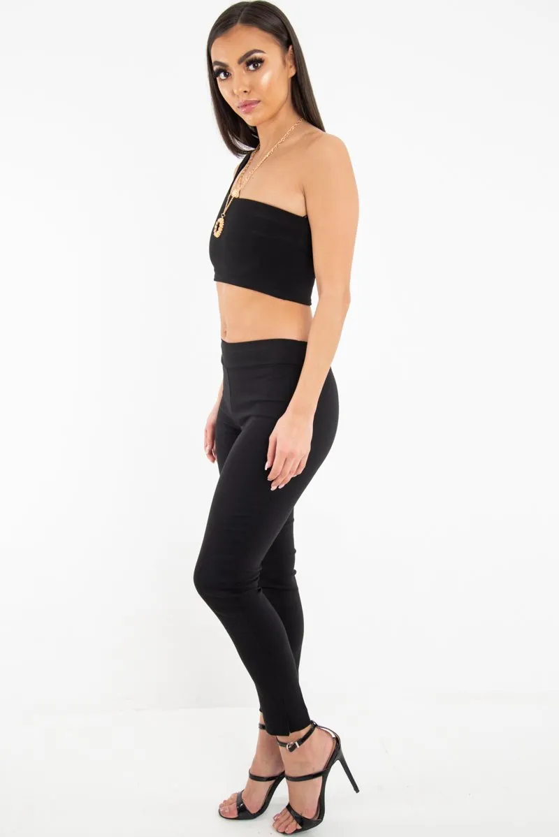 Black Woven Tailored Leggings - Brodi