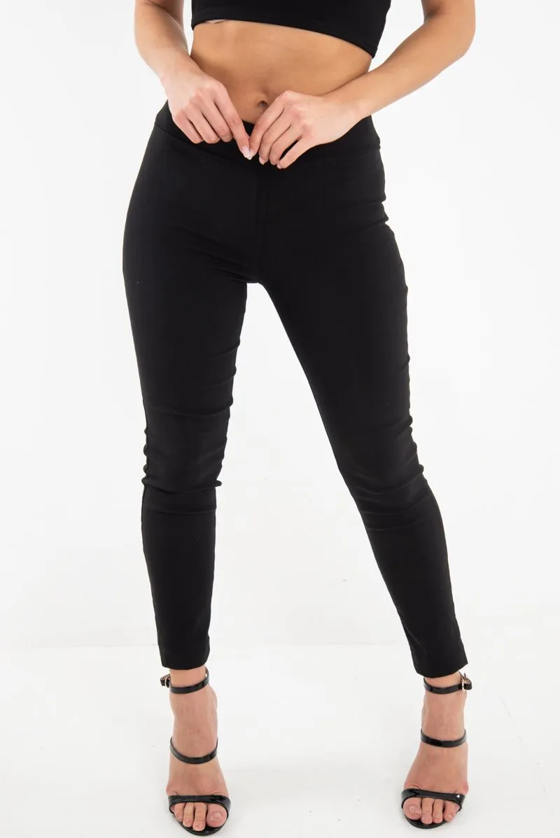 Black Woven Tailored Leggings - Brodi