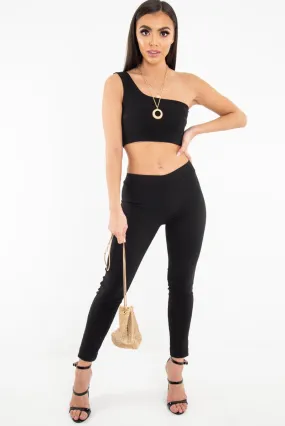 Black Woven Tailored Leggings - Brodi