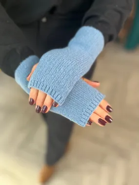 Blue Fingerless Gloves