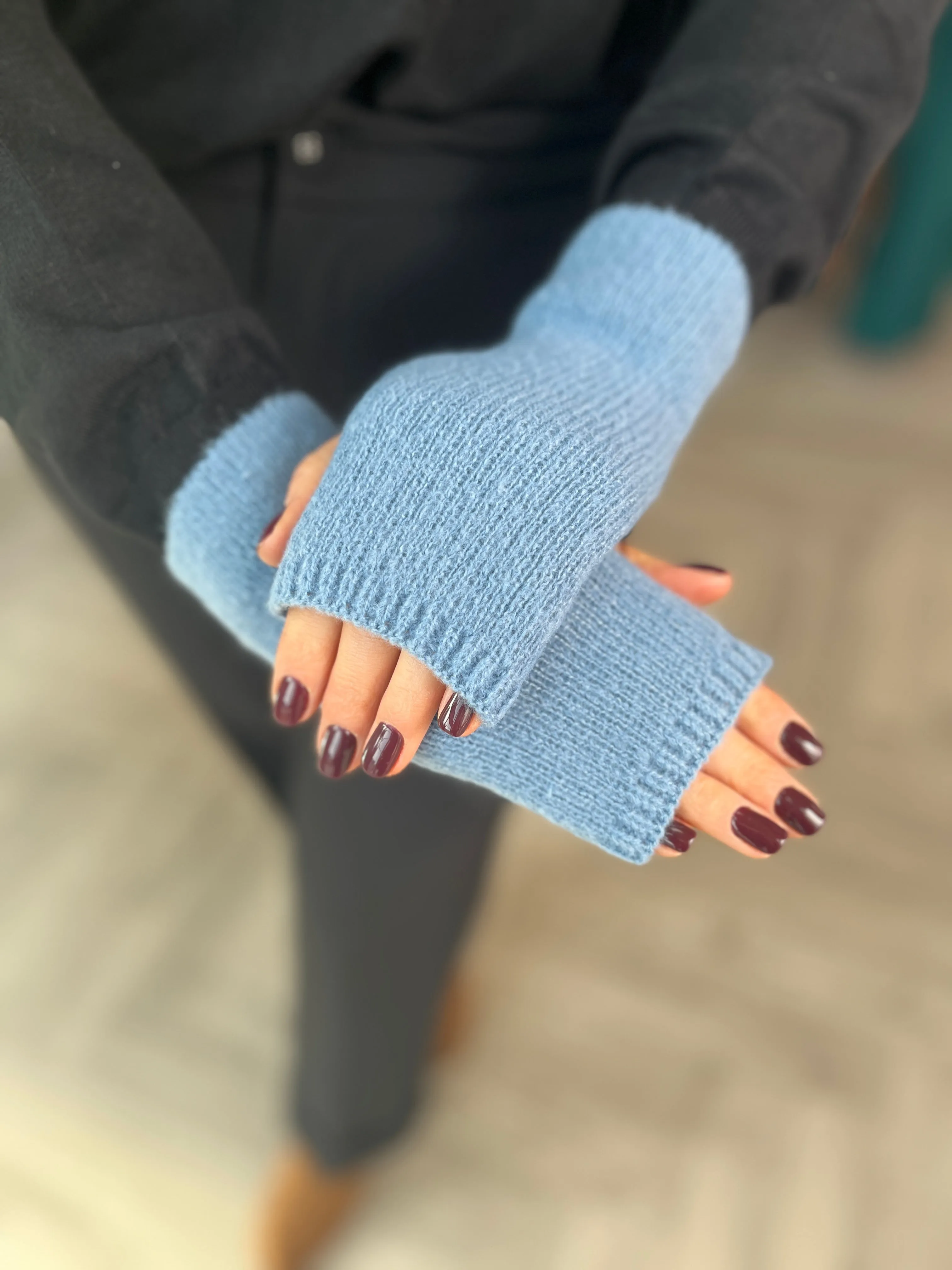 Blue Fingerless Gloves