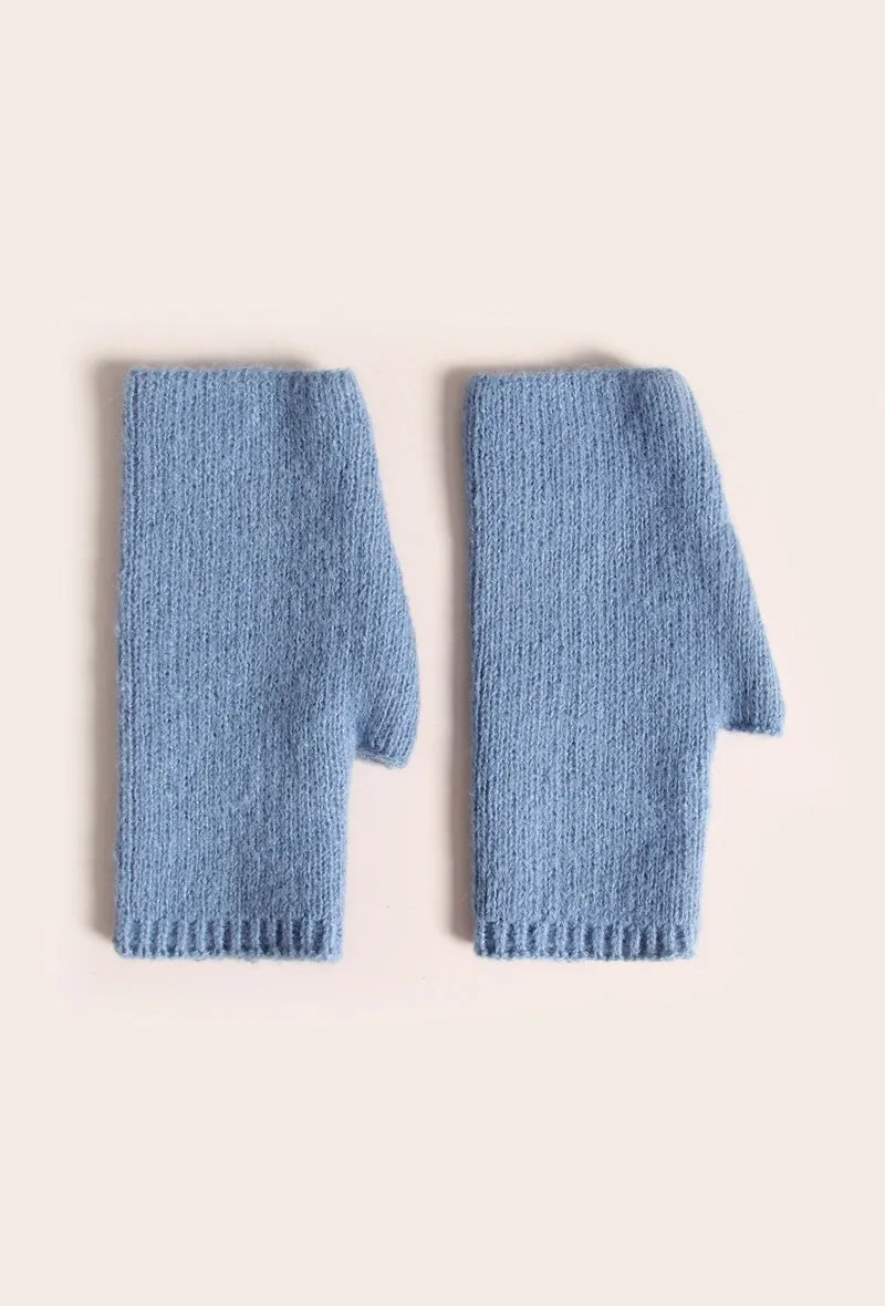 Blue Fingerless Gloves