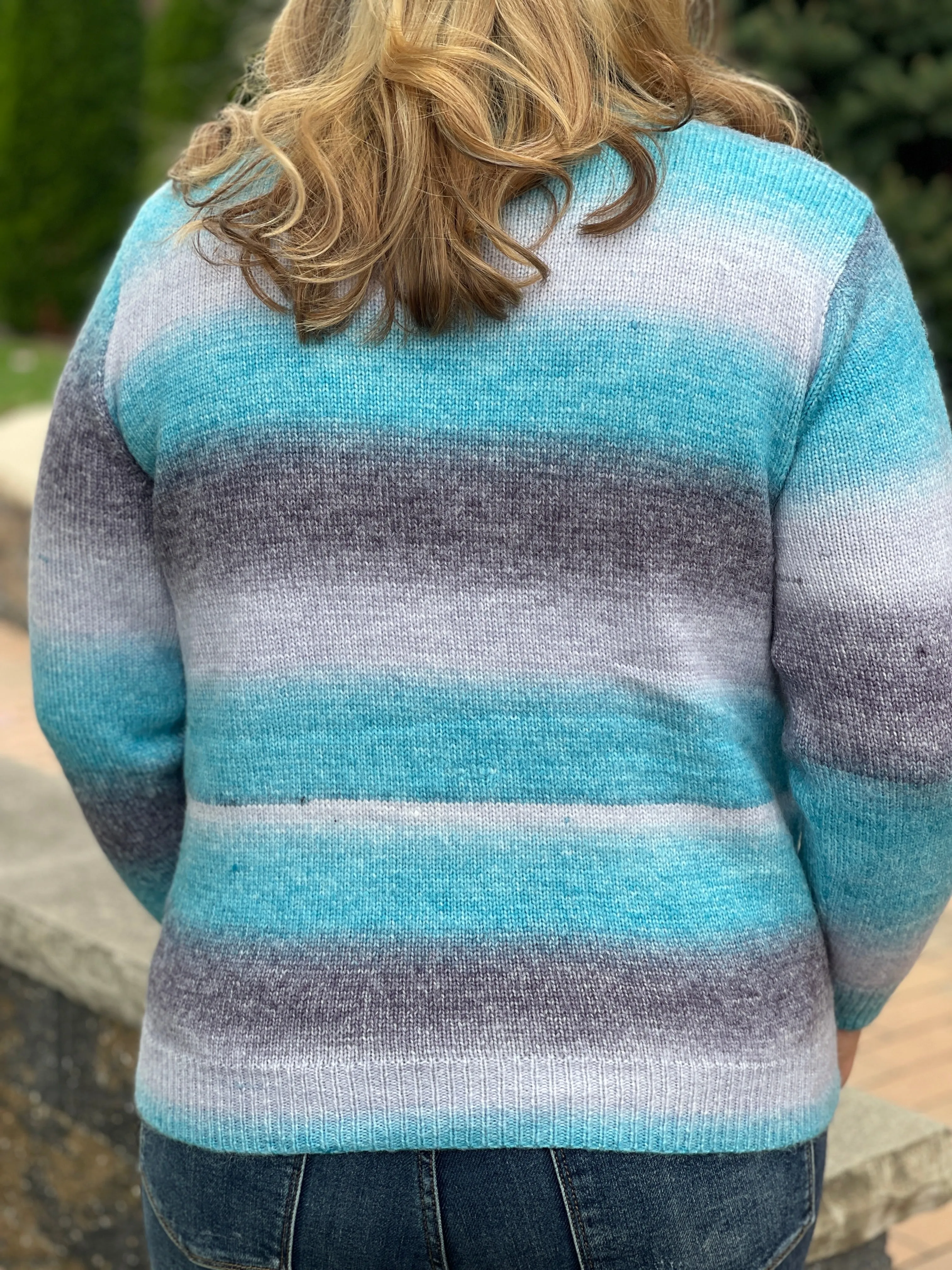 BLUE OMBRE TURTLENECK SWEATER