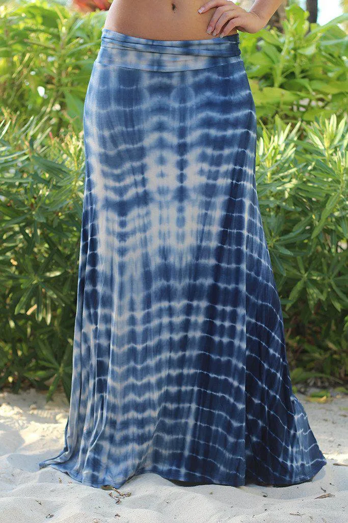 Blue Tie Dye Maxi Skirt