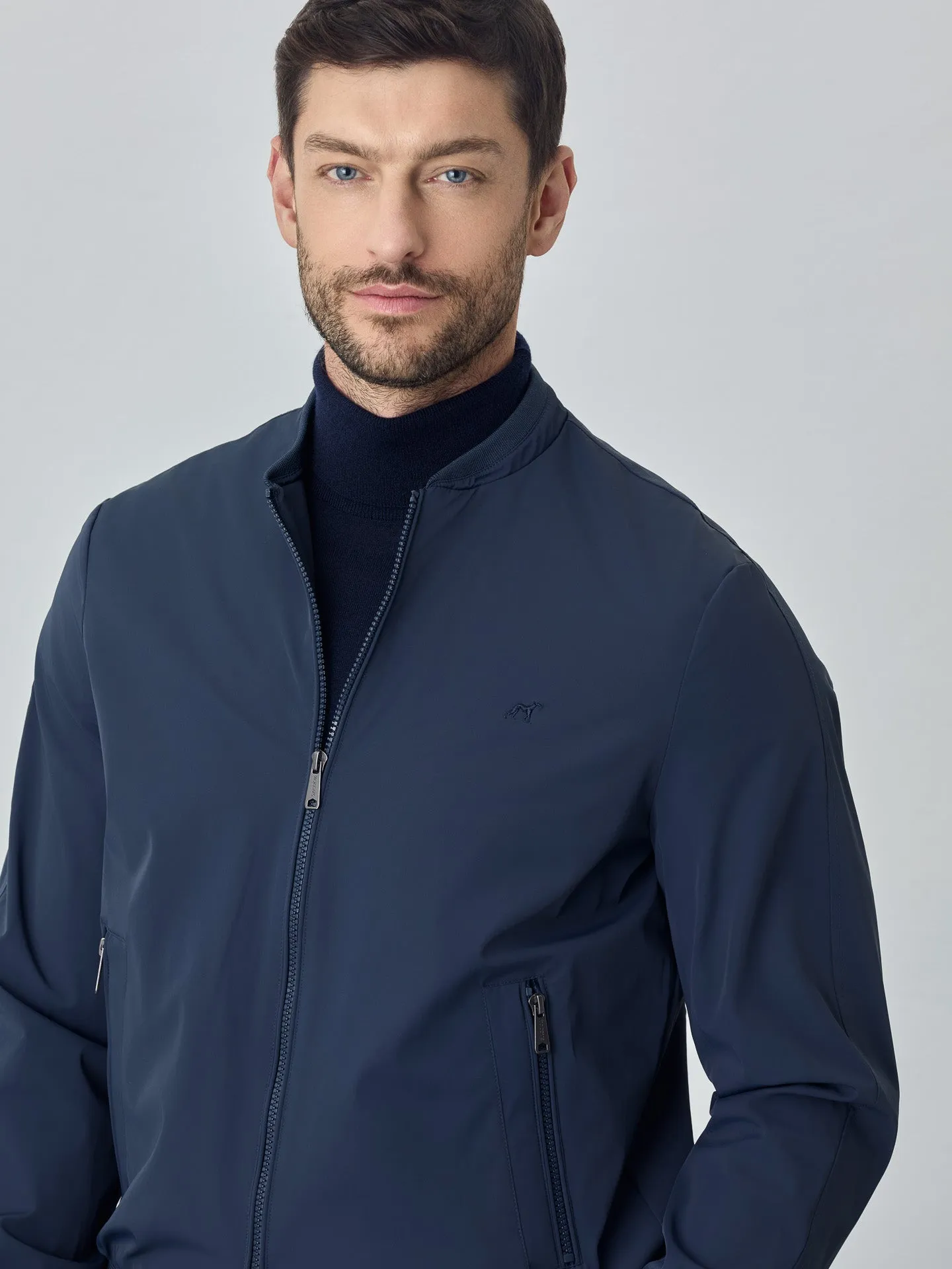 Bomber Jacket With Double Collar and Zip Pockets