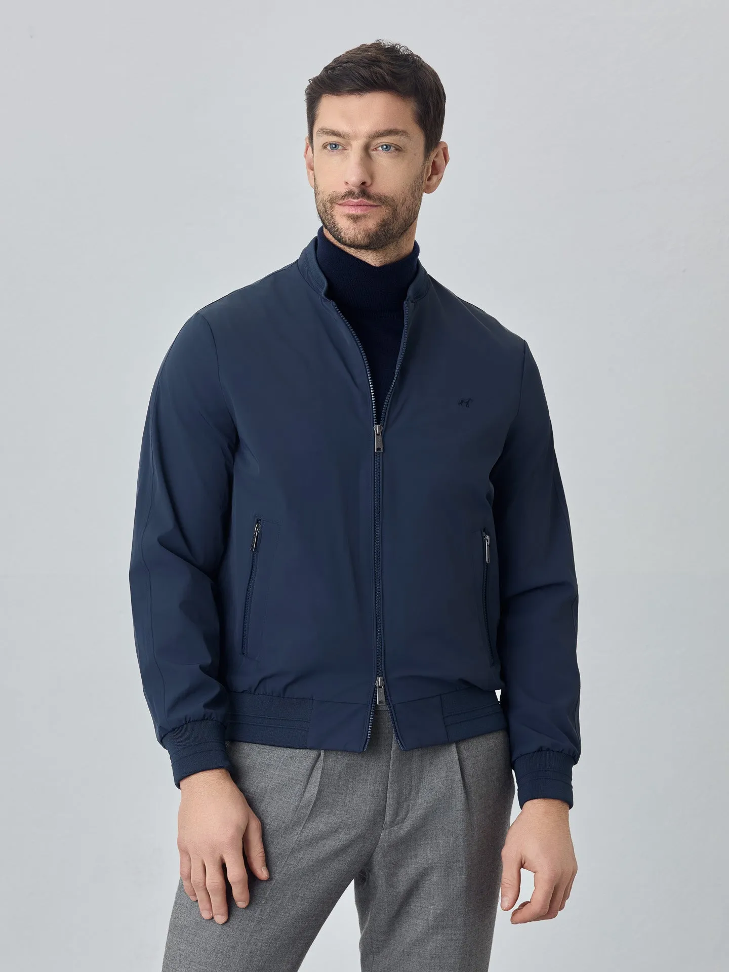 Bomber Jacket With Double Collar and Zip Pockets