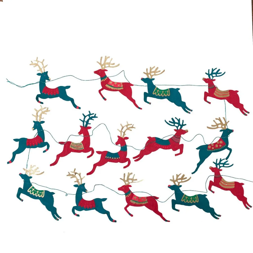 Bright Reindeer Sewn Garland