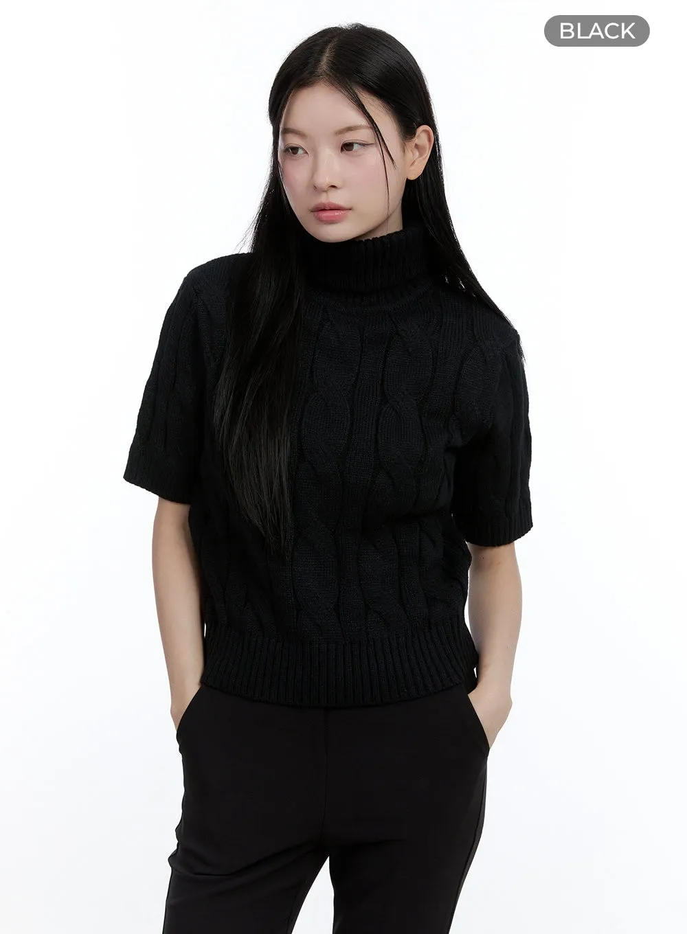 Cable Turtleneck Pullover OO429